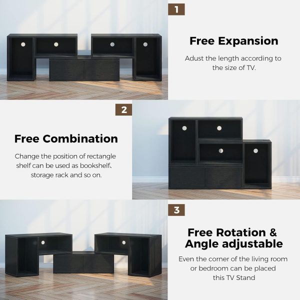 Rolanstar TV Stand with LED Strip & Power Outlets, Modern En... - Image 3