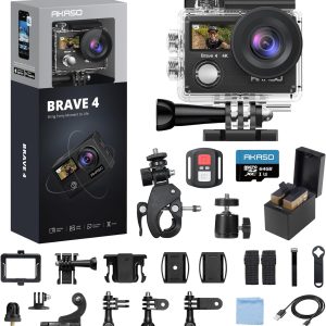 AKASO Brave 4 4K30fps Action Camera with 64GB MicroSDXC Memo...