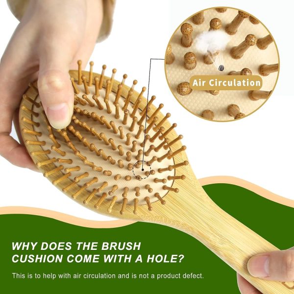 MRD Hair Brush Set, Natural Bamboo Comb Paddle Detangling Ha... - Image 2