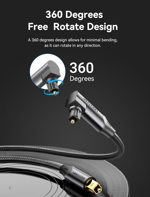VENTION 90 Degree Digital Optical Audio Cable 33ft- Fiber Op... - Image 3