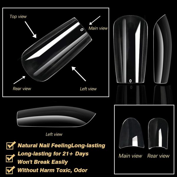 Cycullinyt 250pcs Sculpted Square Medium Soft Gel Nail Tips,... - Image 3