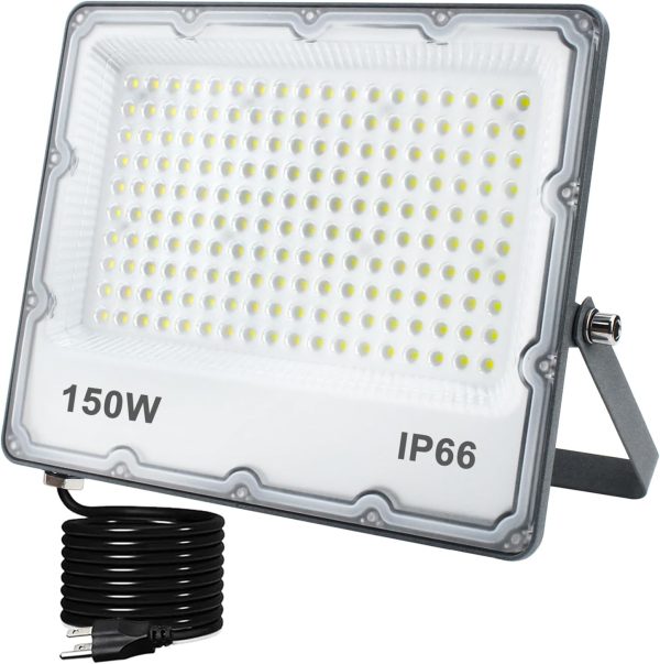 150W Plug in LED Flood Light, Security Lighting Fixtures 300...