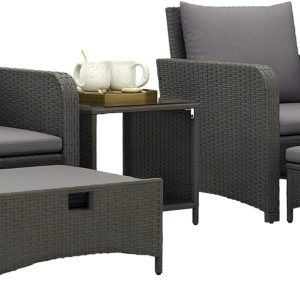Outsunny 5 Pieces Rattan Patio Furniture Set, Wicker Outdoor...