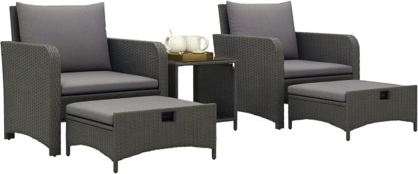 Outsunny 5 Pieces Rattan Patio Furniture Set, Wicker Outdoor...