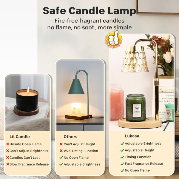 Dimmable Candle Warmer Lamp with Timer Adjustable Height Can... - Image 4