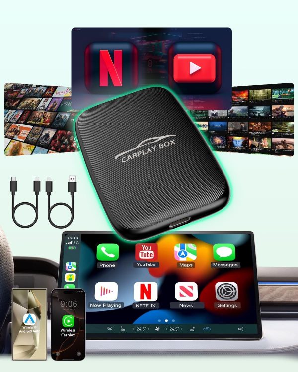 Wireless CarPlay Adaptor Support Netflix YouTube, Android Au...