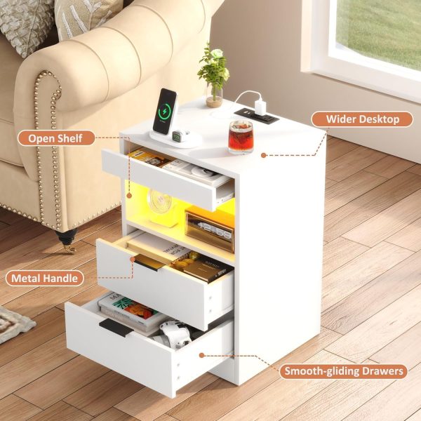 Gadroad LED Nightstand Bedside Table with Charging Station, ... - Image 3
