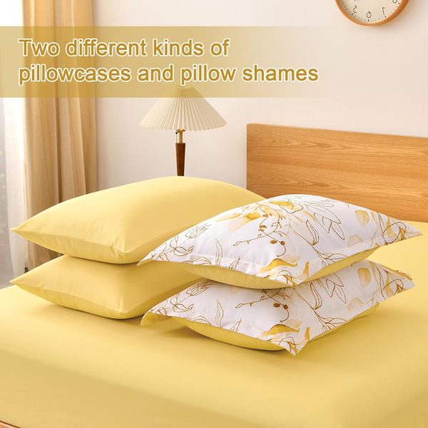 WONGS BEDDING Yellow Botanical Comforter Set Queen, 7 Pieces... - Image 5