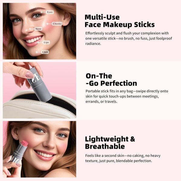 KIMUSE Cream Contour Stick Duo, Cream Blush, Bronzer Shaping... - Image 3