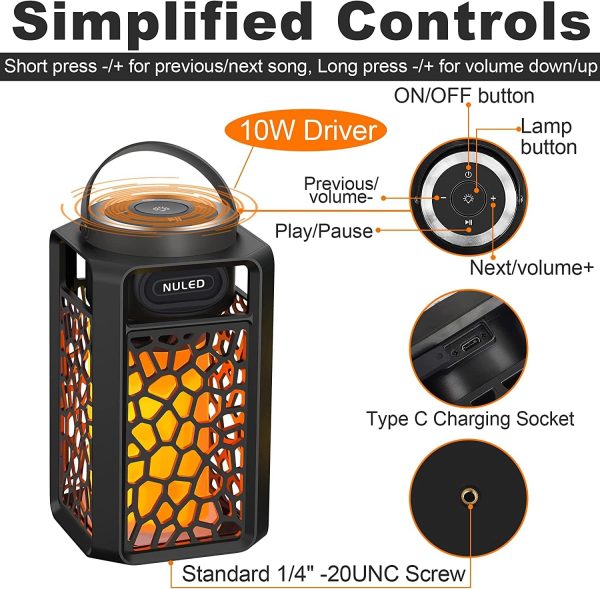 Outdoor Bluetooth Speakers 10W TWS LED Flame Speakers Tiki T... - Image 6