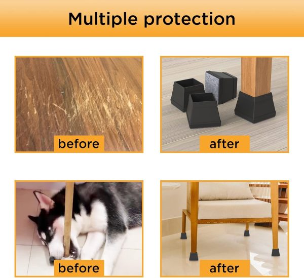 16 PCS Square Silicone Chair Leg Floor Protector, Chair Leg ... - Image 7