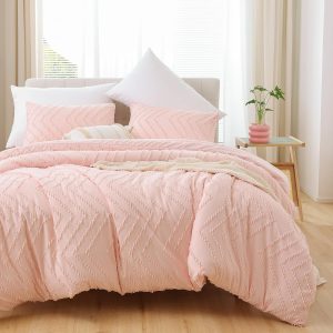 YIKUSH Pink Comforter Set King Comforter Set 3PCS (1 Tufted ...