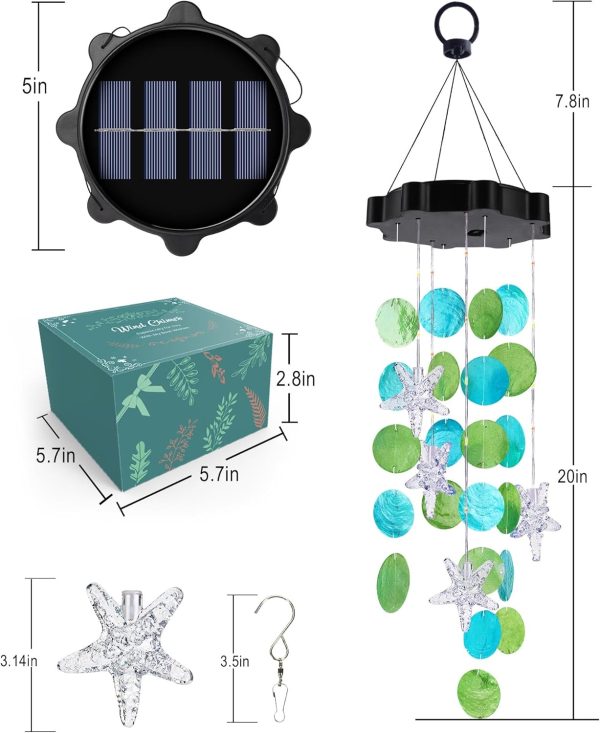 Toodour Solar Wind Chimes for Outside, Shells Light Gifts fo... - Image 7