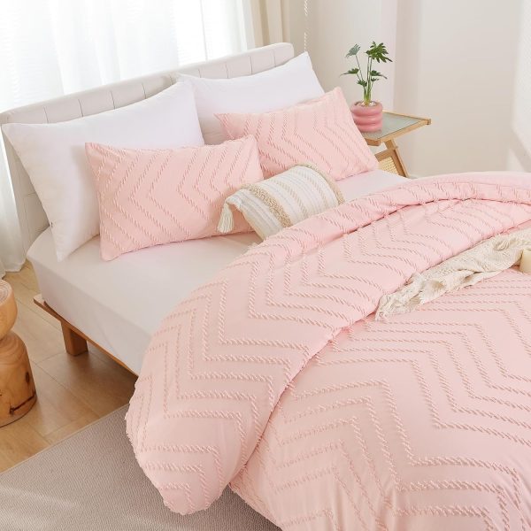 YIKUSH Pink Comforter Set King Comforter Set 3PCS (1 Tufted ... - Image 3
