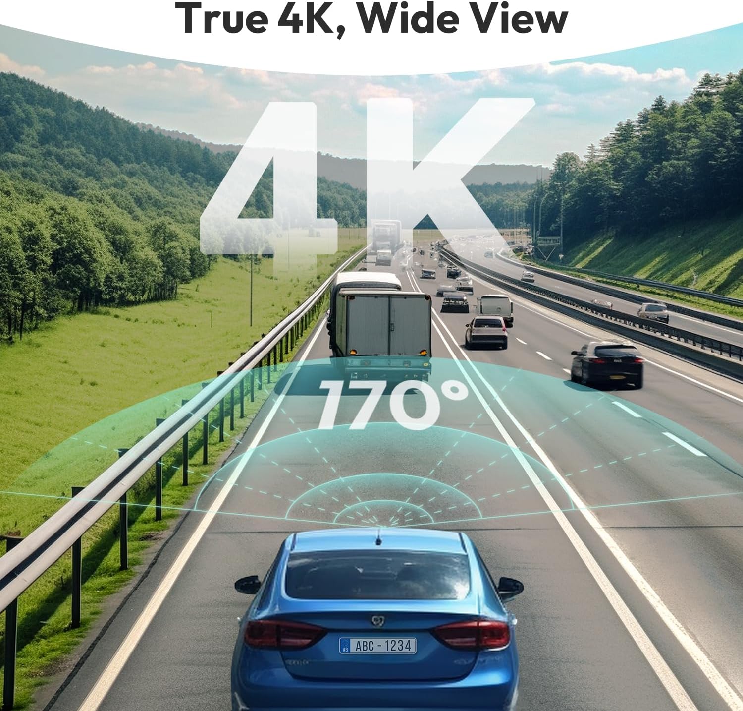4K Dash Cam Front and Rear Camera, 64GB Card Included, ADAS,…