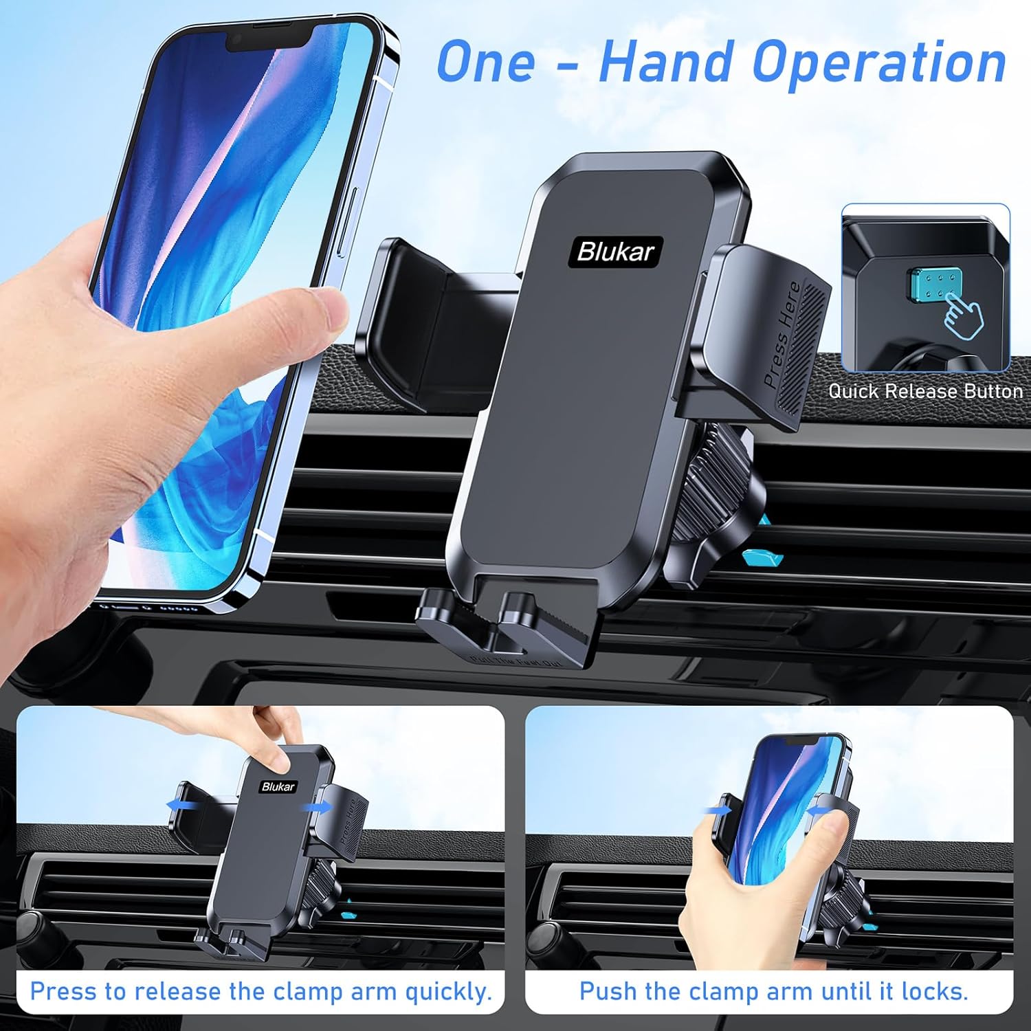 Blukar Phone Holder Car, Air Vent Car Phone Mount with Upgra…
