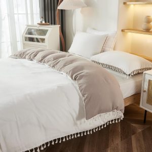 Merryword Taupe White Comforter Bedding Set King Boho White ...