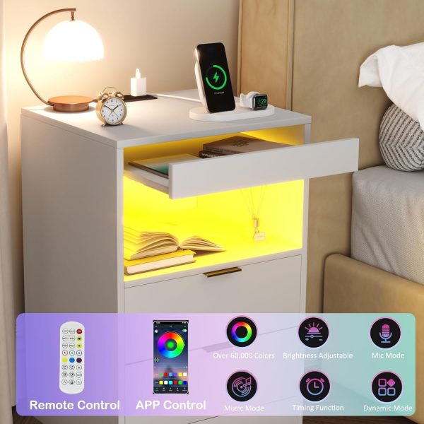 Gadroad LED Nightstand Bedside Table with Charging Station, ... - Image 7