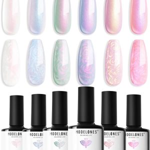 Modelones Gel Nail Polish, 6 Colors Pearl Aurora Iridescent ...