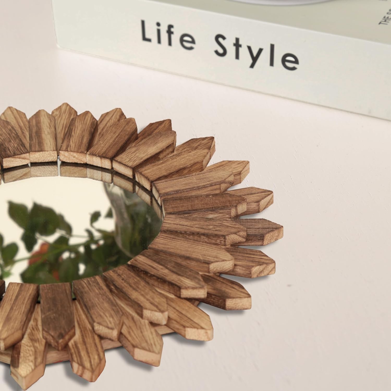 LOSOUR Boho Wall Decor Sunburst Mirror 12 inch Rustic Round …