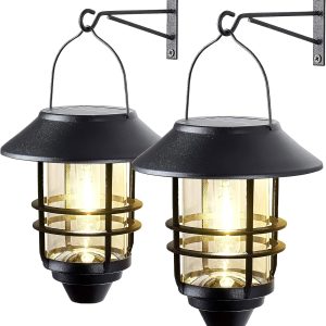 2 Pack Solar Lanterns Outdoor Hanging Solar Lights Waterproo...