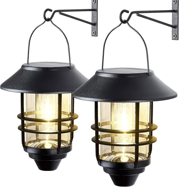 2 Pack Solar Lanterns Outdoor Hanging Solar Lights Waterproo...