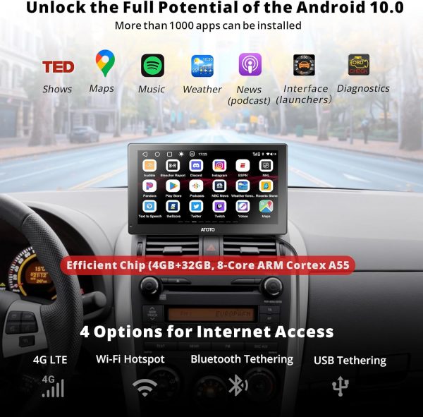 ATOTO Portable Android Car Radio with 4G+32G, Wireless CarPl... - Image 3