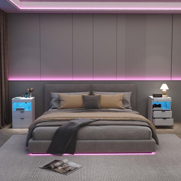 Gadroad LED Nightstand Bedside Table with Charging Station, ... - Image 9