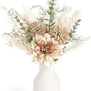 Mkono Small Artificial Flowers in Ceramic Vase 13.5" Centerp...