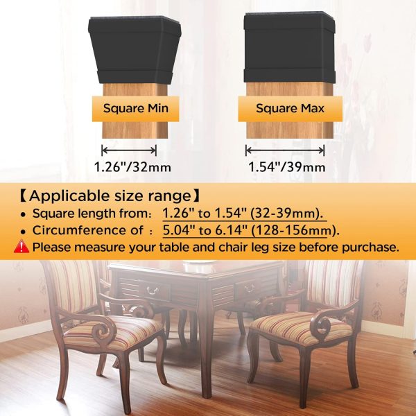 16 PCS Square Silicone Chair Leg Floor Protector, Chair Leg ... - Image 2