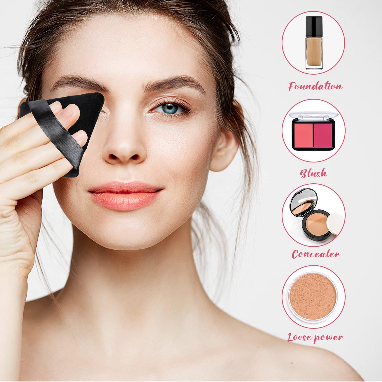 Triangle Powder Puffs 6 Pcs, Soft Face Makeup Puff for Loose…