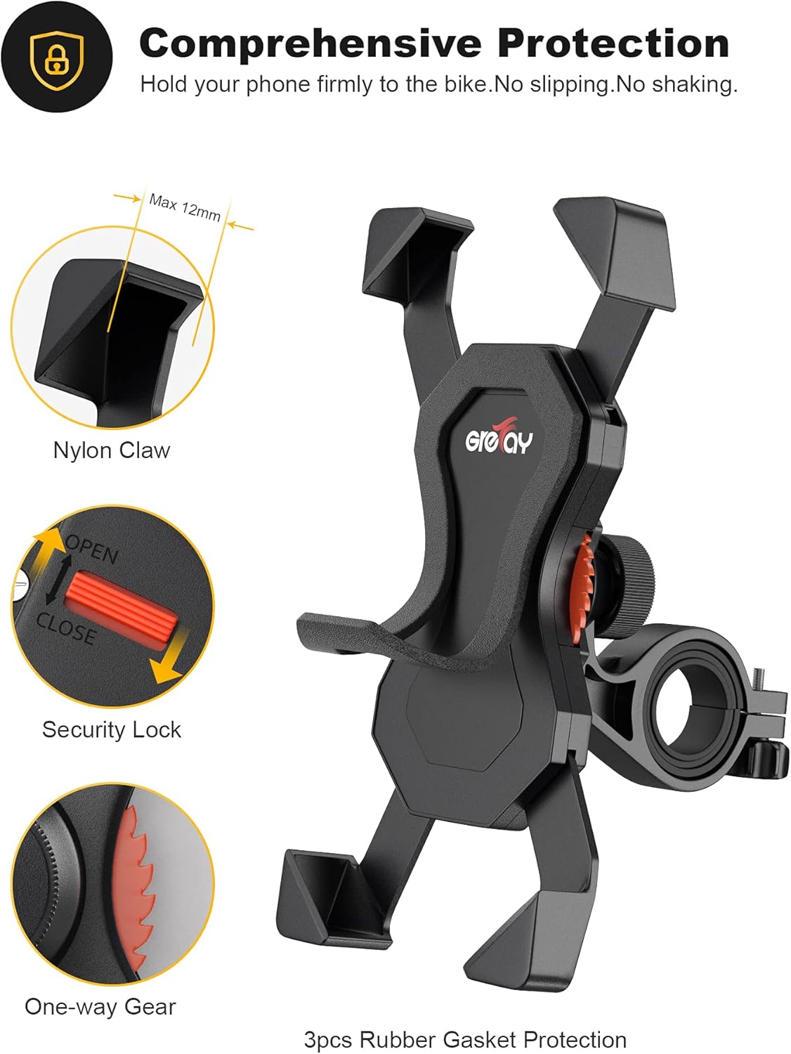 Grefay Bike Phone Mount Motorcycle Phone Holder – Motorcycle…