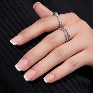 SJSYJWIN French Press On Nails - Pink, 24 Pcs Short Coffin N...