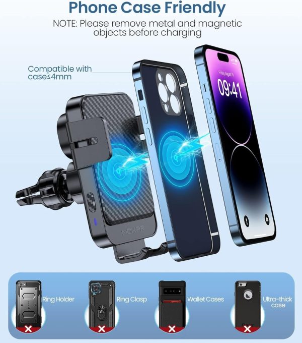 Wireless Car Charger, MOKPR 15W Fast Charging Auto-Clamping ... - Image 6