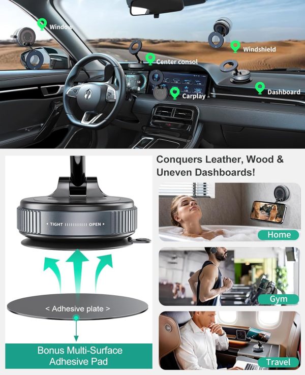 Vacuum Magnetic Car Phone Holder for MagSafe, 360°Magnetic P... - Image 4