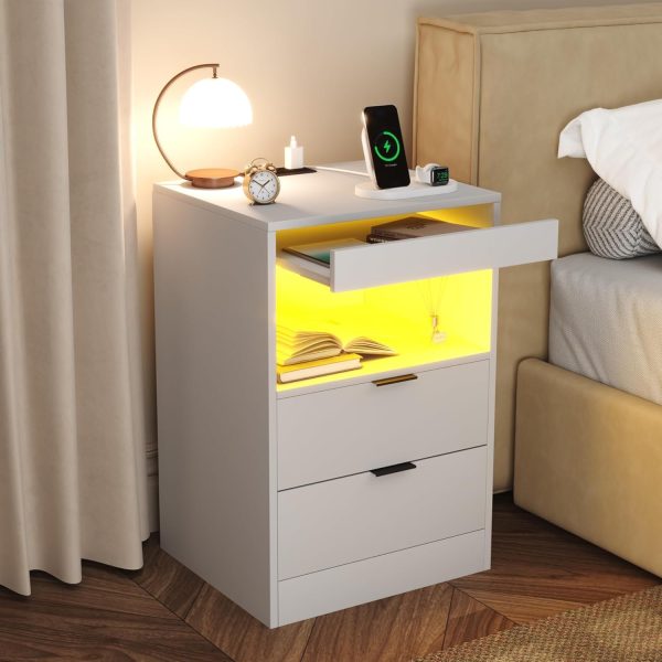 Gadroad LED Nightstand Bedside Table with Charging Station, ... - Image 5