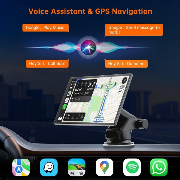 HOTPEAK Wireless Carplay & Android Auto, 9 Inch Portable Car... - Image 3