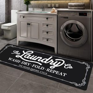 Pauwer Laundry Room Rug Runner 20"x59" Waterproof Rubber Lau...