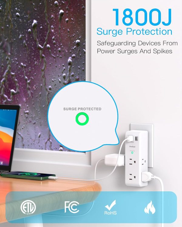 2 Pack Surge Protector Outlet Extender with Rotating Plug, 6... - Image 5