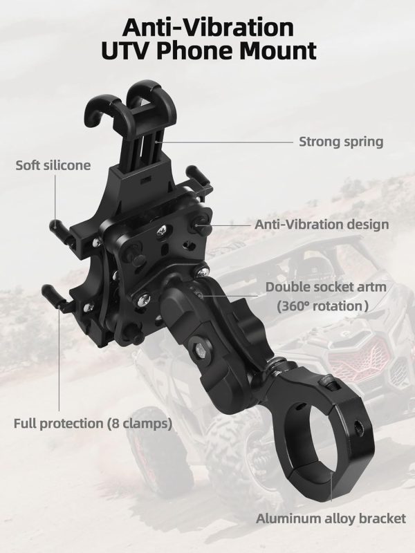 ZIDIYORUO Anti-Vibration UTV Phone Mount, Heavy Duty Full Pr... - Image 7