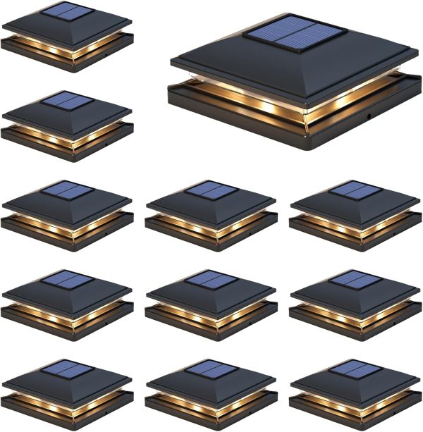APONUO 4x4 Solar Post Caps Lights,2-Modes Bright Fence Post ...