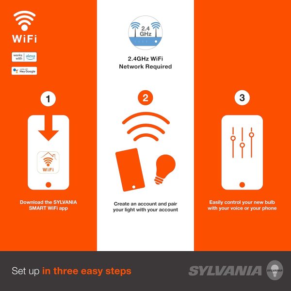 Sylvania WiFi LED Smart Light Bulb, 60W Equivalent Full Colo... - Image 2