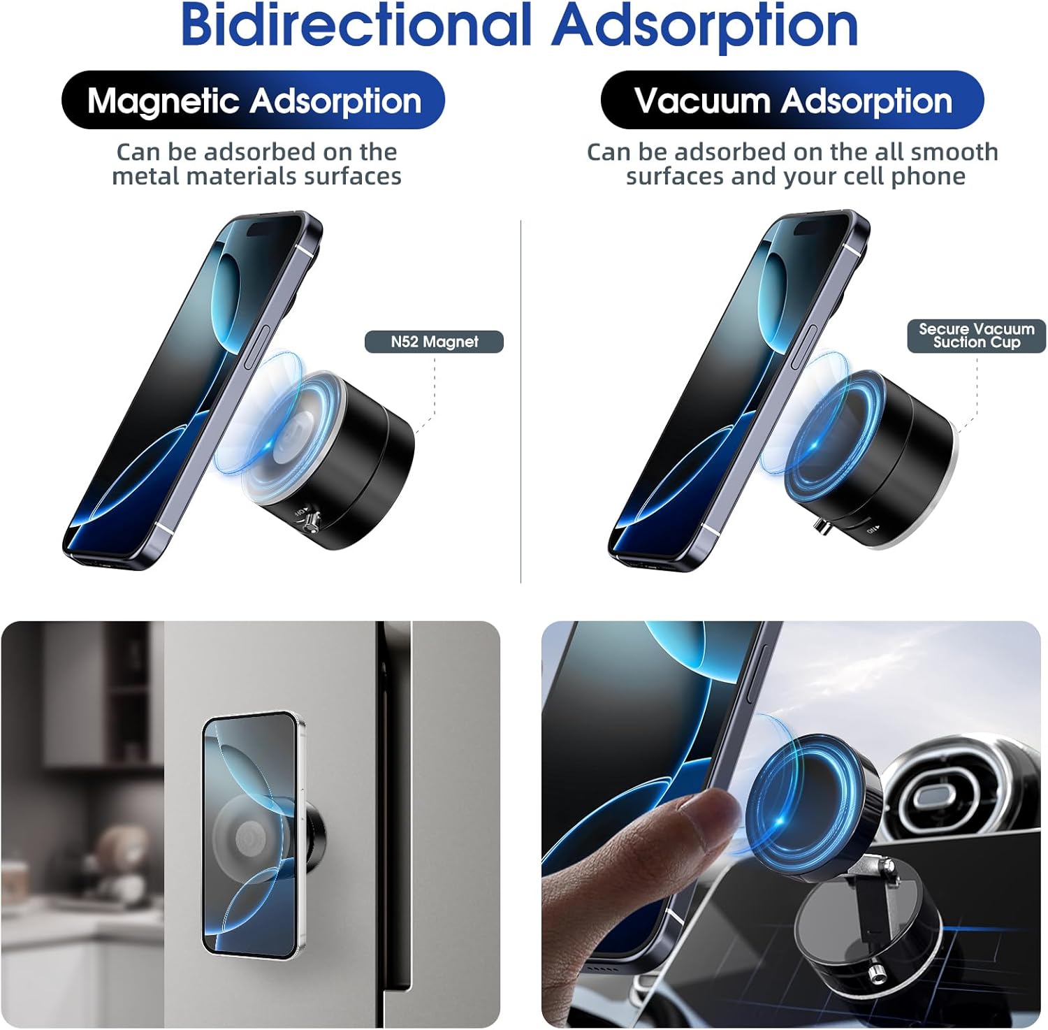 Vacuum Suction Magnetic Phone Holder, Upgrade Magnetic Sucti…