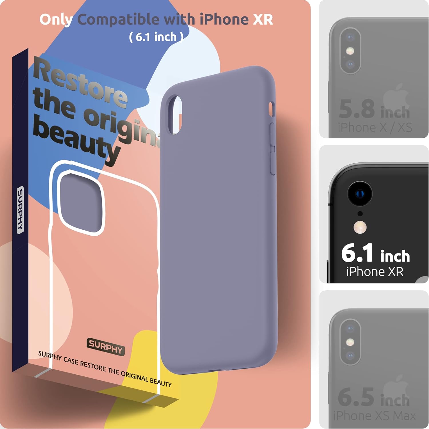 SURPHY for iPhone XR Case, Liquid Silicone Phone Case with M…