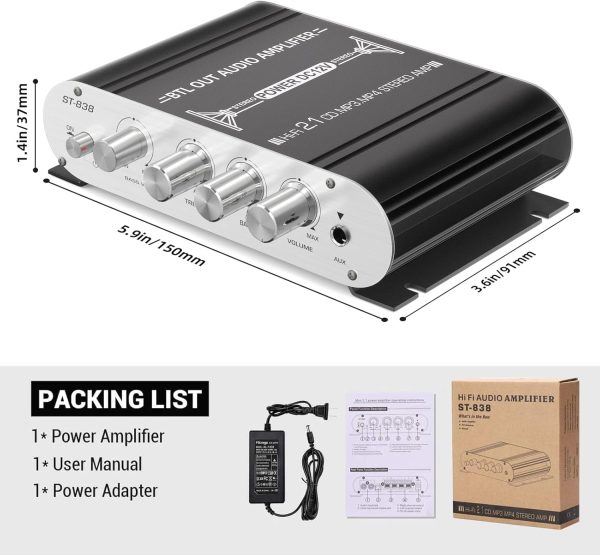 Facmogu ST-838 2.1 Channel HiFi Stereo Subwoofer Amplifier, ... - Image 7