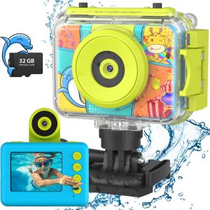 CHAKEYAKE Kids Camera, 20MP 1080P Kids Digital Waterproof Ca...