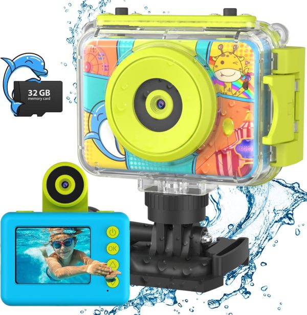 CHAKEYAKE Kids Camera, 20MP 1080P Kids Digital Waterproof Ca...