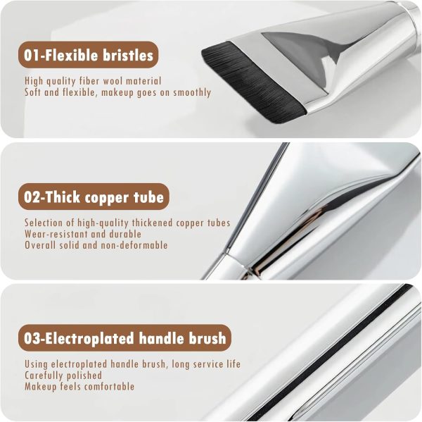 Jemey Flat Foundation Brush for Liquid, Cream, Powder - Prof... - Image 6
