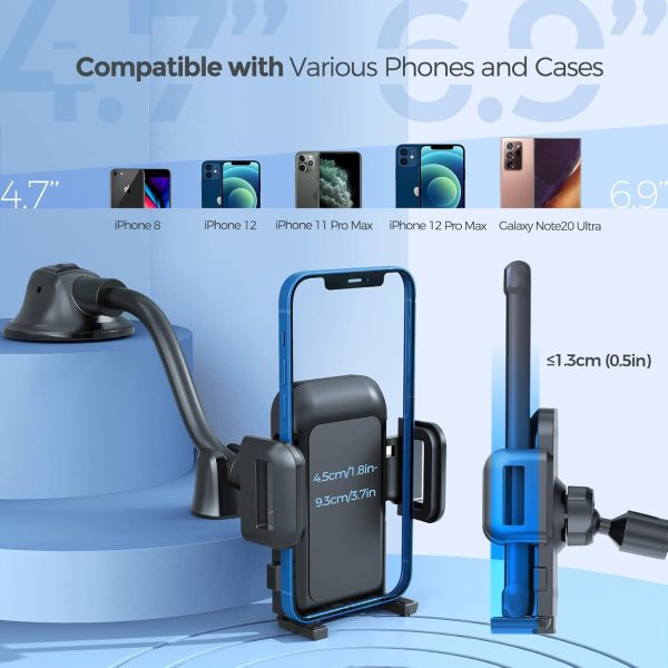 Car Phone Holder Mount, Long Arm Dashboard Windshield Phone ... - Image 7