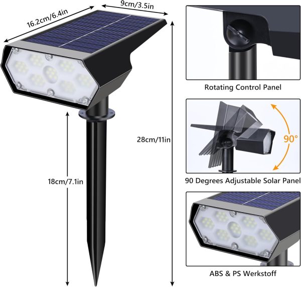 Solar Spot Lights Outdoor Waterproof IP65, 49 LED Solar Ligh... - Image 7
